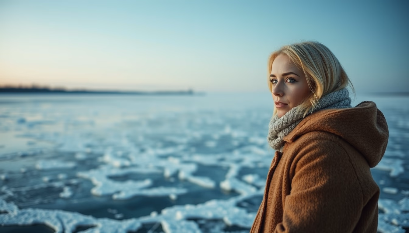 lake baikal frozen in editorial style