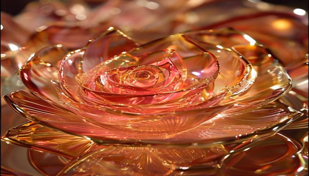 lalique cire perdue rose in luxury editorial photography