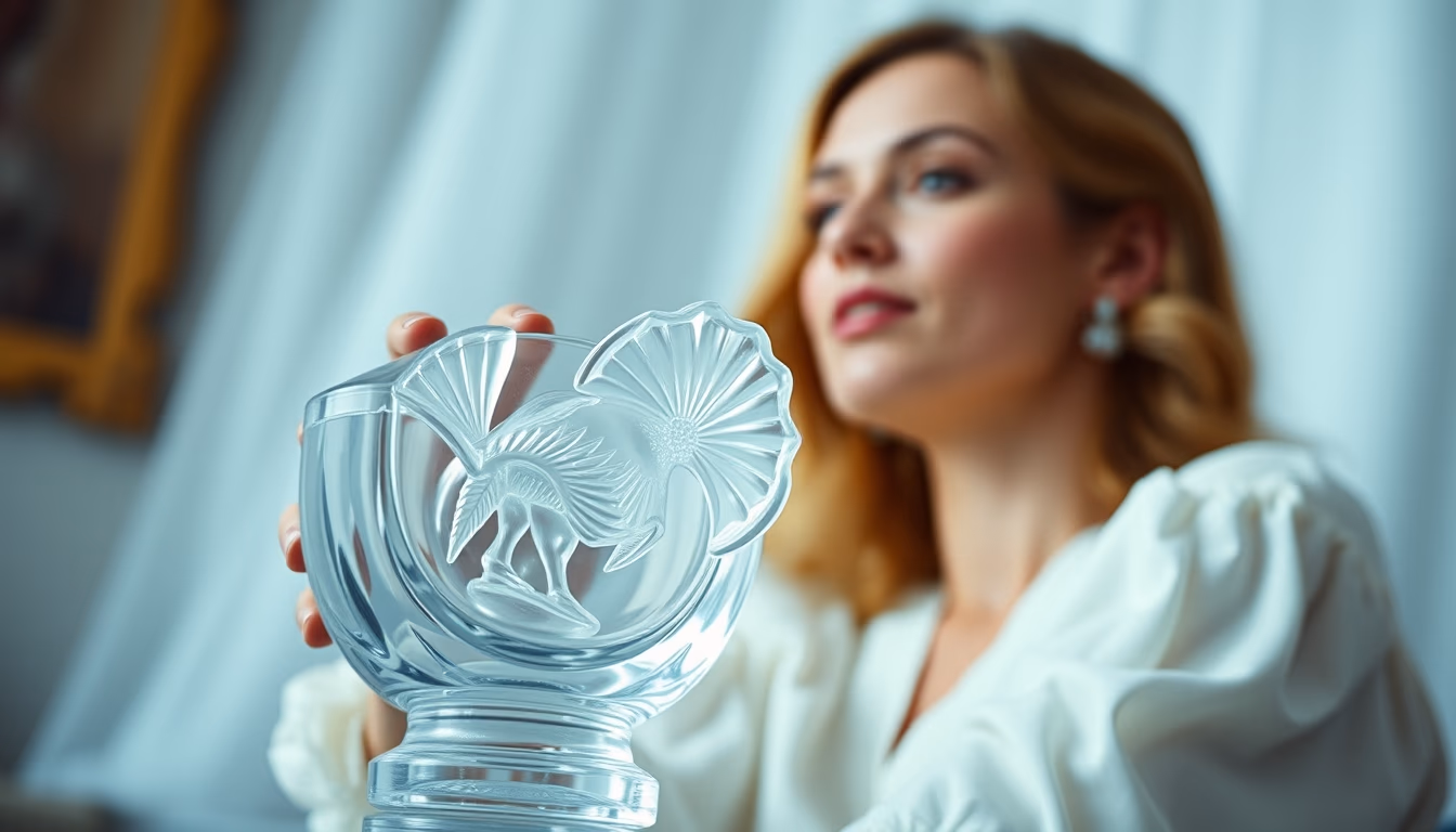 lalique crystal flacon in editorial style