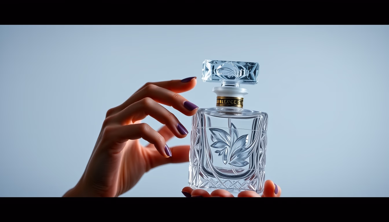 lalique crystal flacon in editorial style