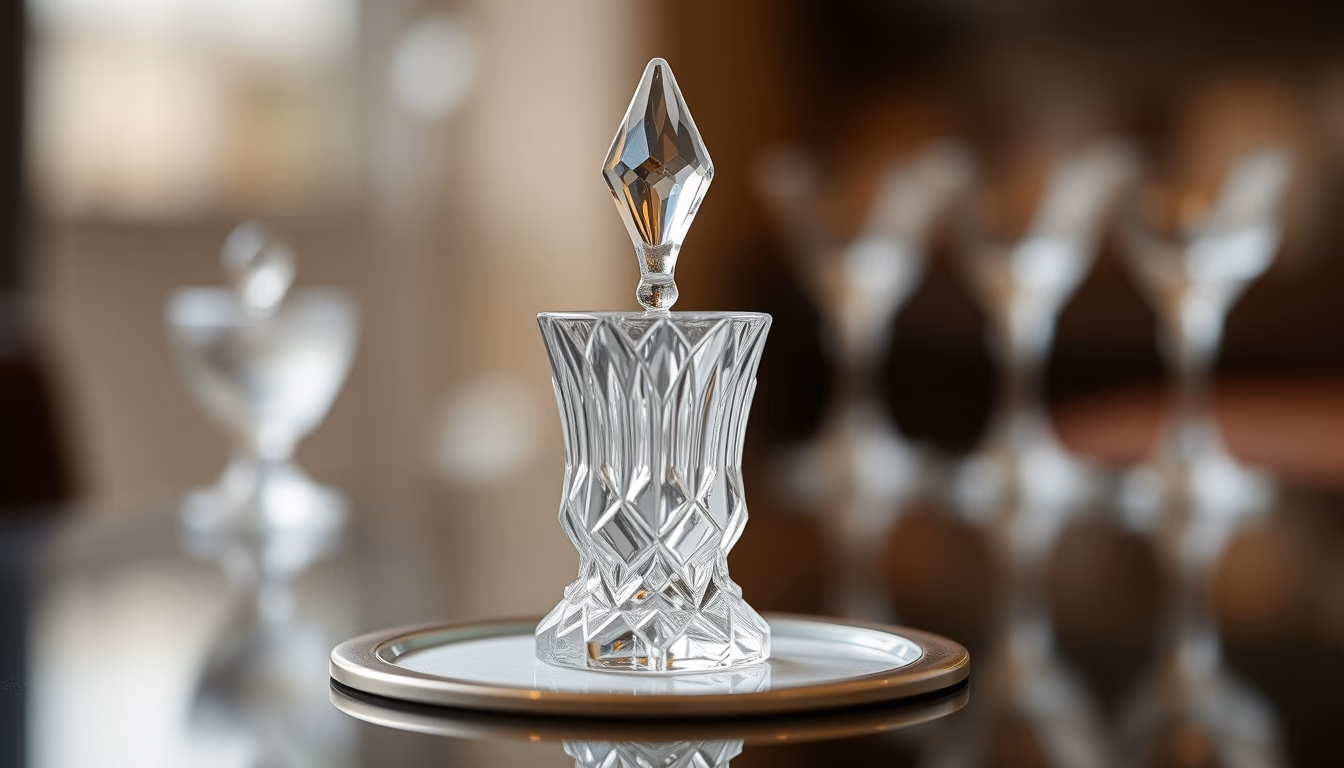 lalique crystal flacon in editorial style
