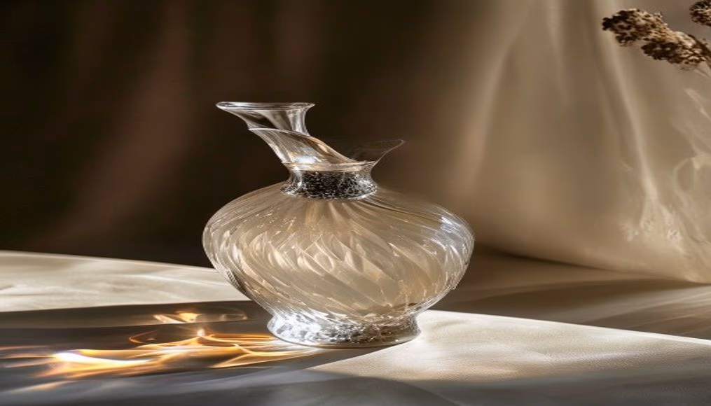 lalique noctambule vase in luxury editorial photography