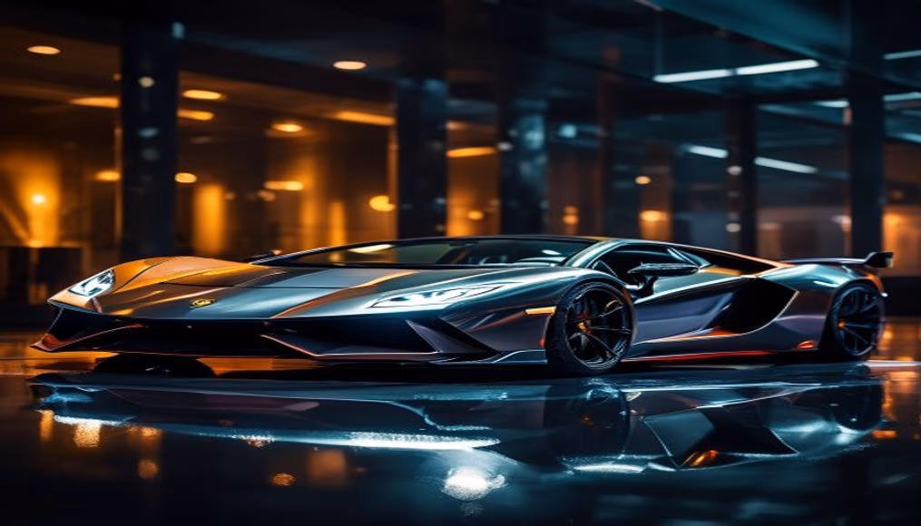 lamborghini revuelto v12 hybrid in luxury editorial photography