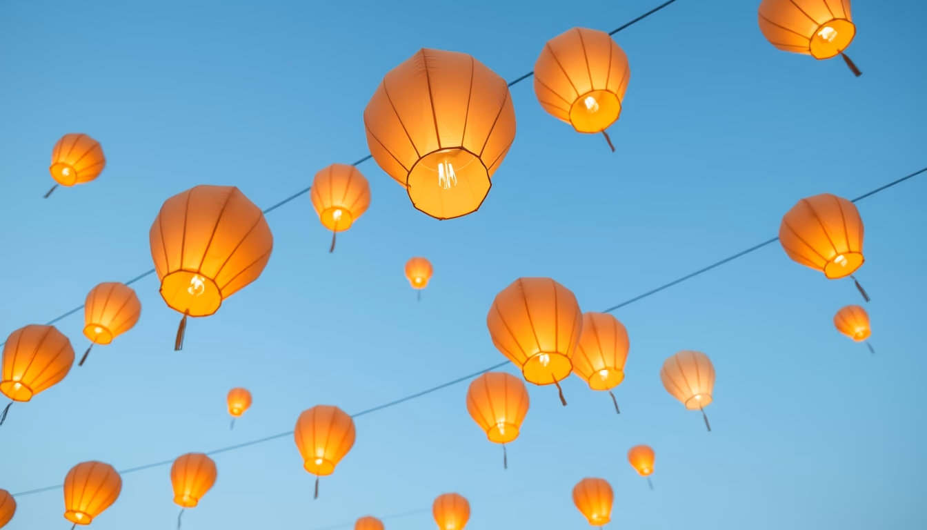 lantern festival sky in editorial style