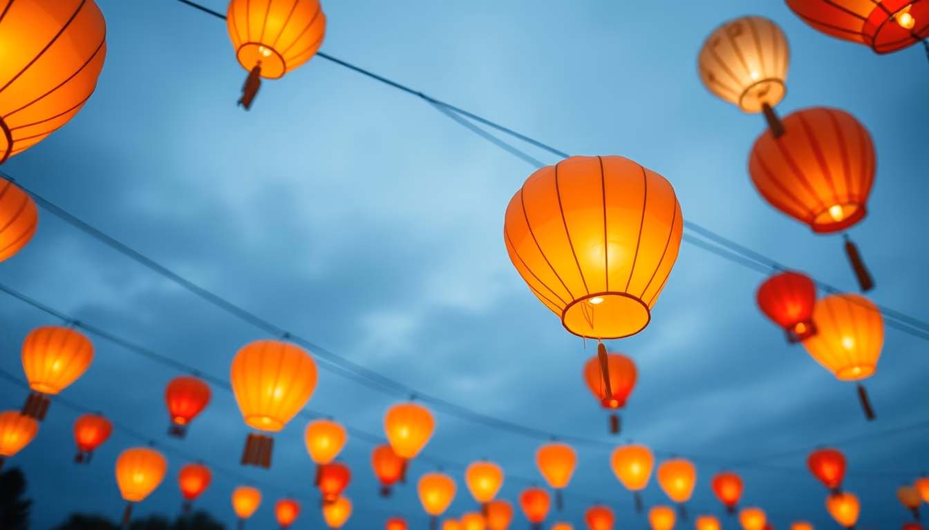 lantern festival sky in editorial style
