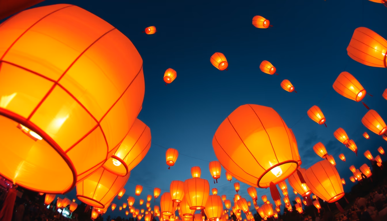 lantern festival sky in editorial style