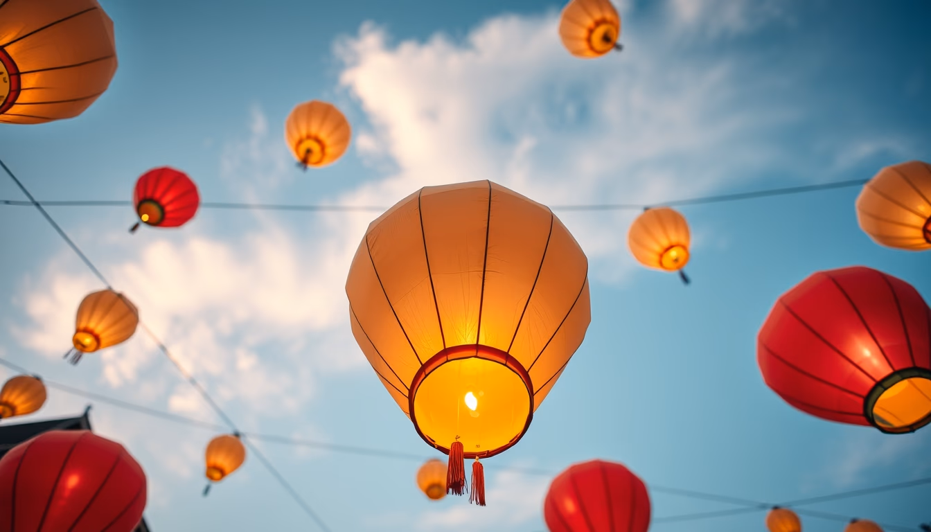 lantern festival sky in editorial style