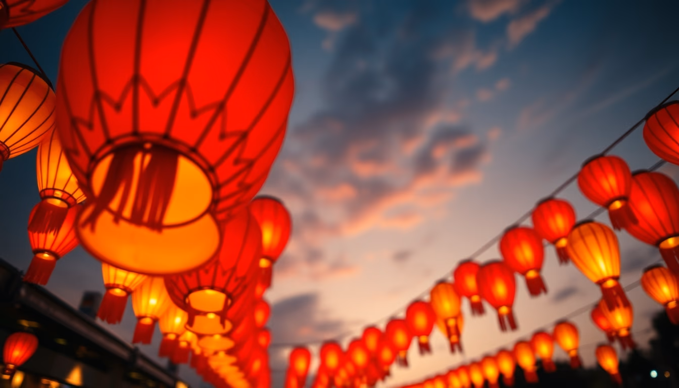 lantern festival sky in editorial style