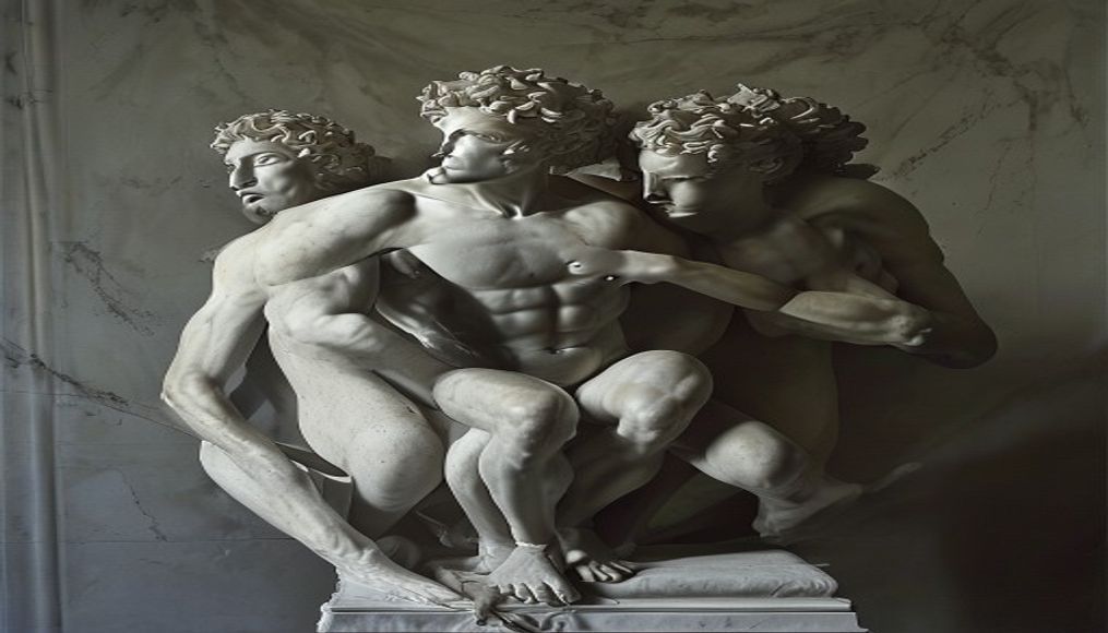 laocoon group sculpture in editorial style
