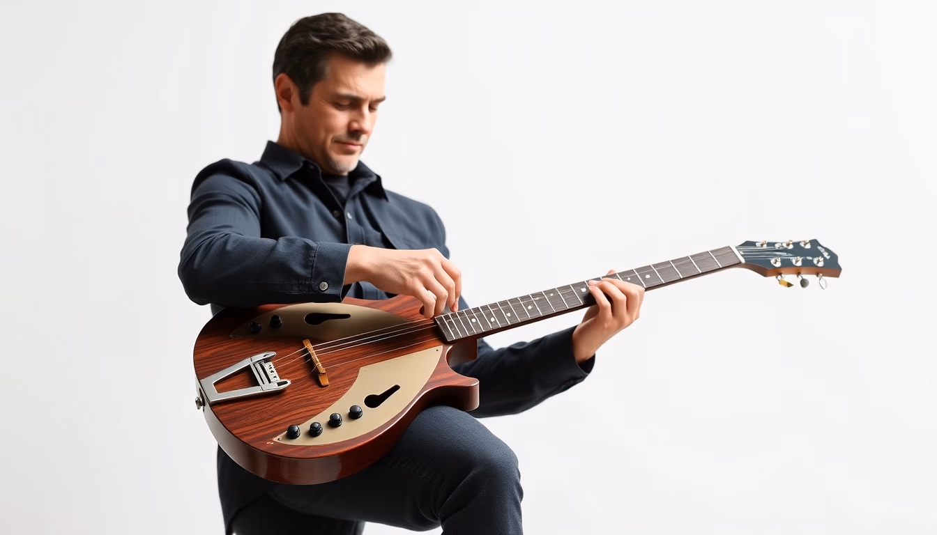 lap steel guitar in editorial style