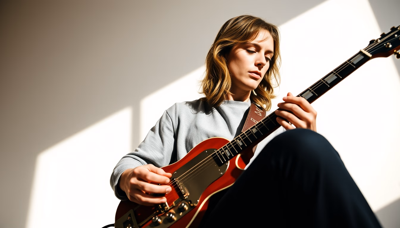 lap steel guitar in editorial style