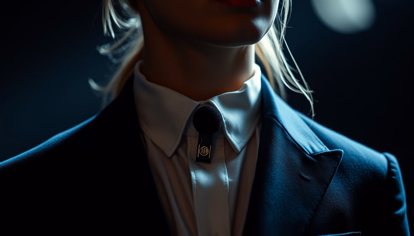 lapel mic clip in editorial style
