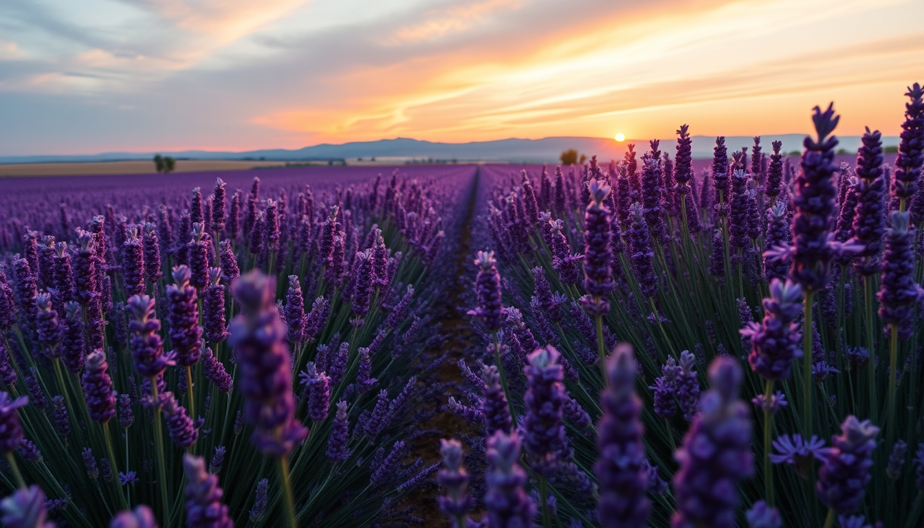 lavender field provence in editorial style
