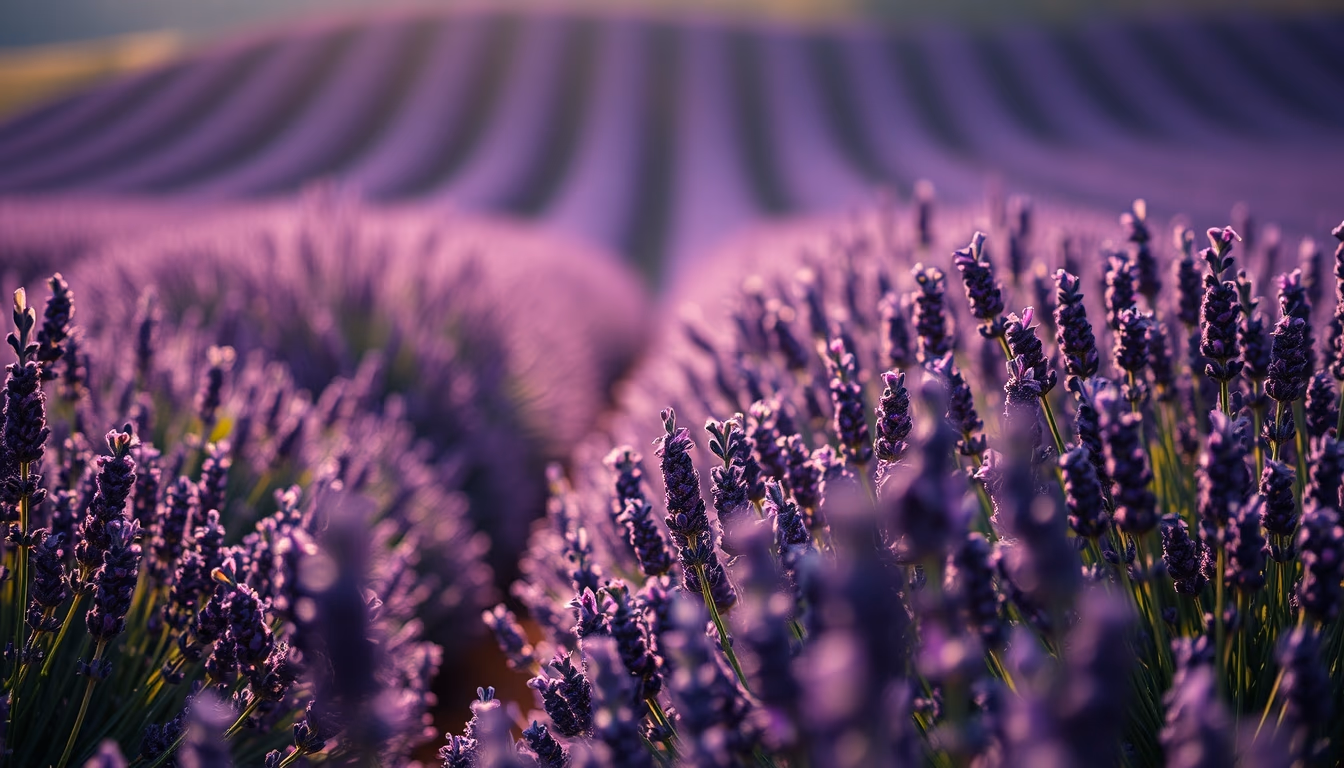 lavender field provence in editorial style