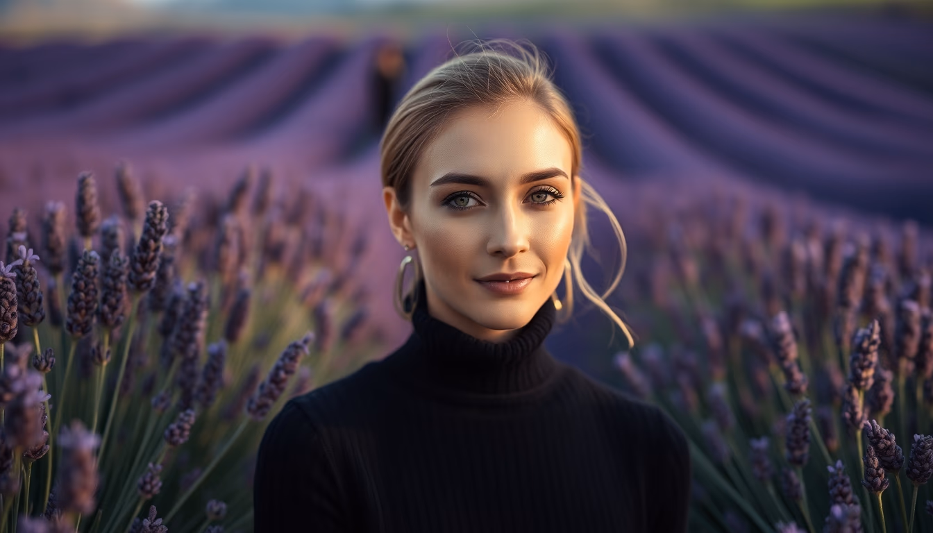 lavender field provence in editorial style