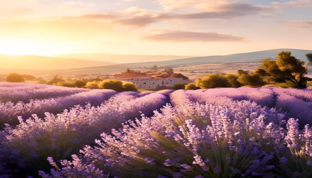 lavender field provence in editorial style