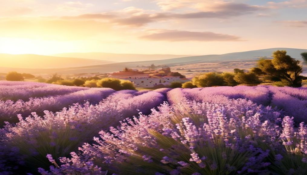 lavender field provence in editorial style