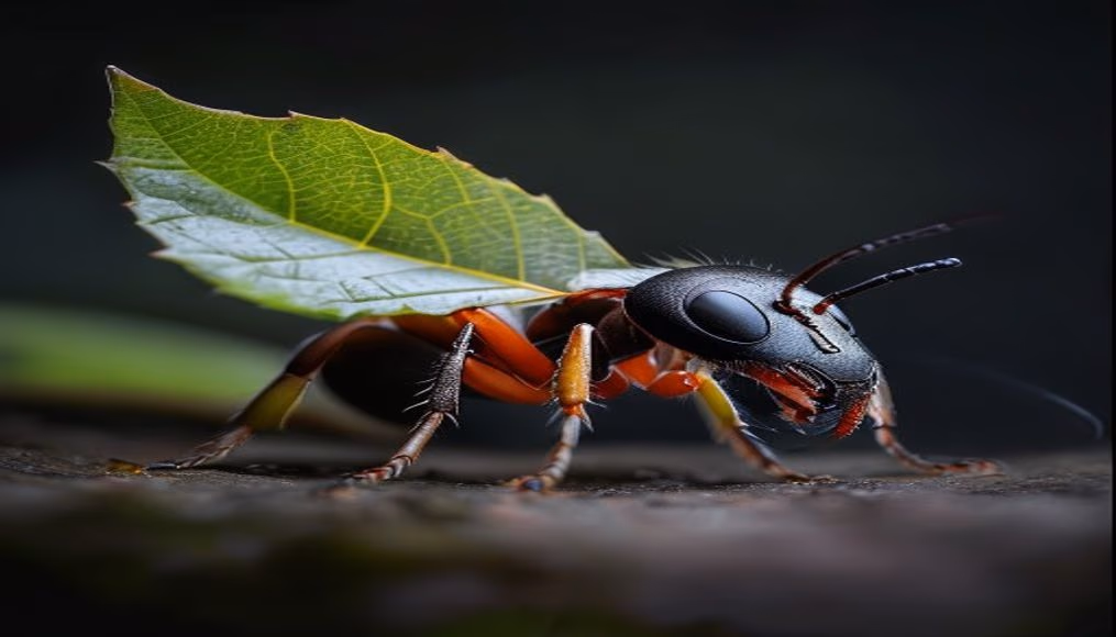 leafcutter ant carrying in editorial style