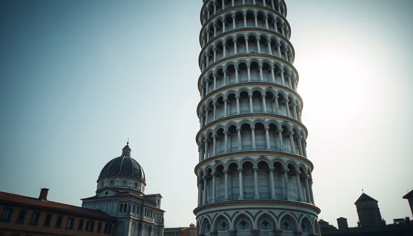 leaning tower pisa green in editorial style