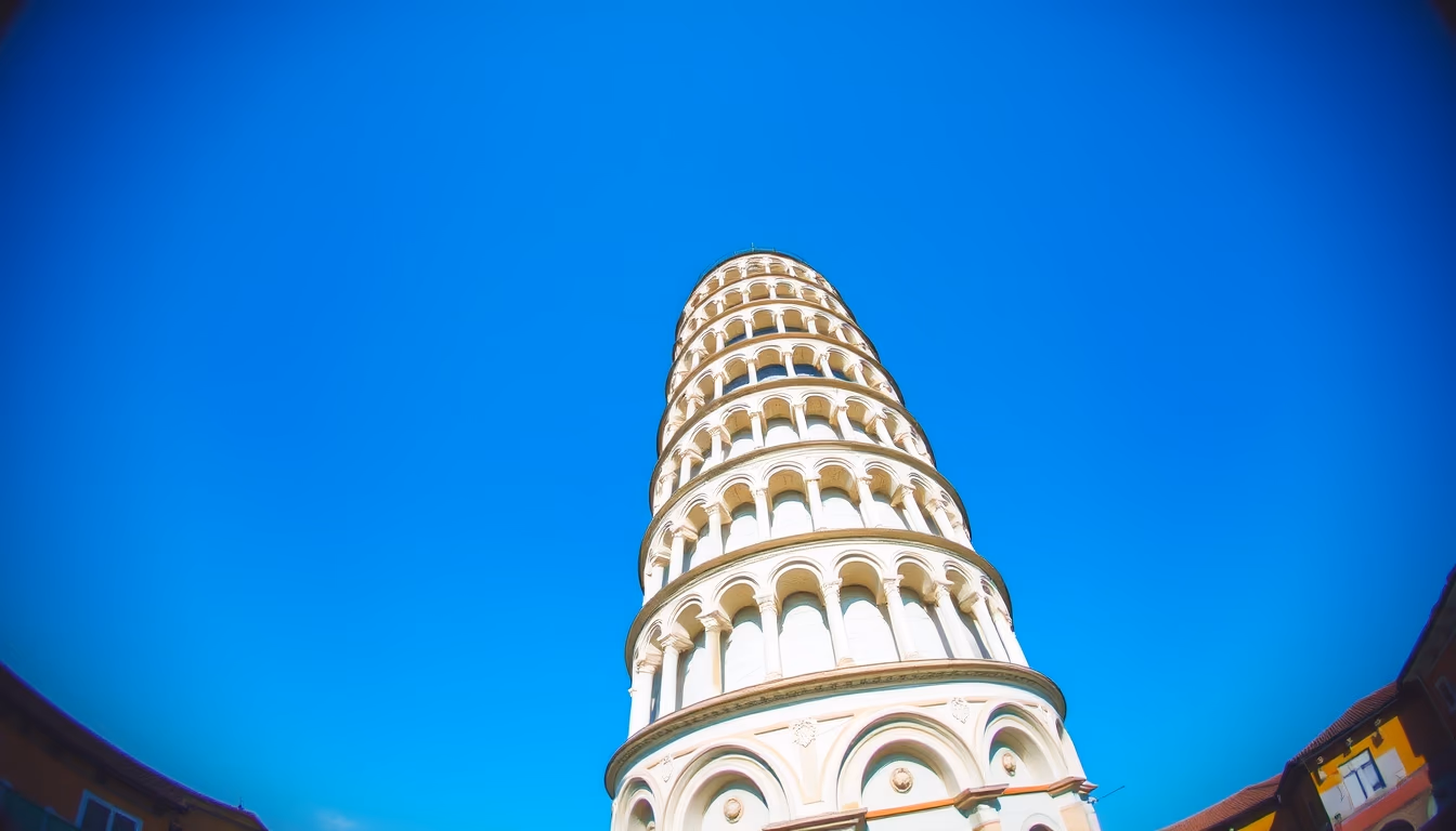 leaning tower pisa green in editorial style