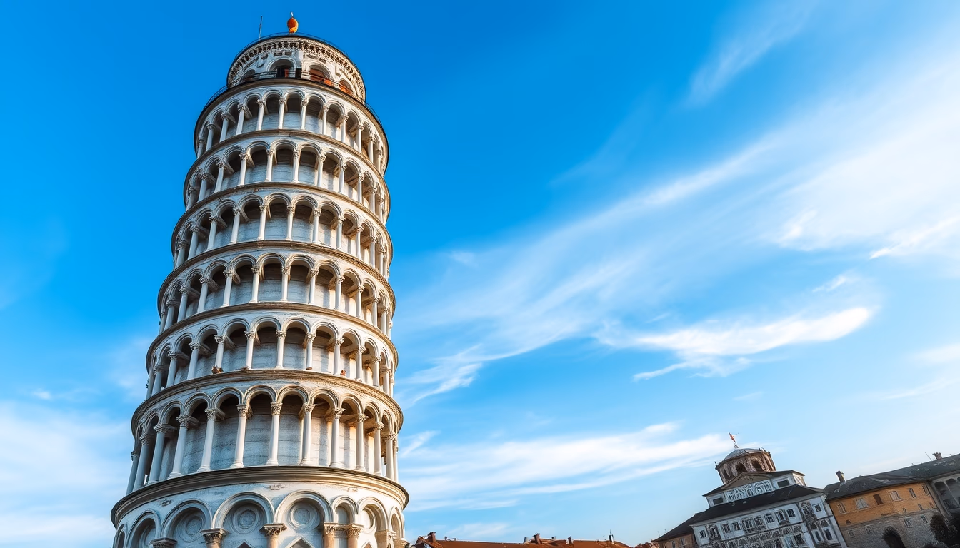 leaning tower pisa green in editorial style