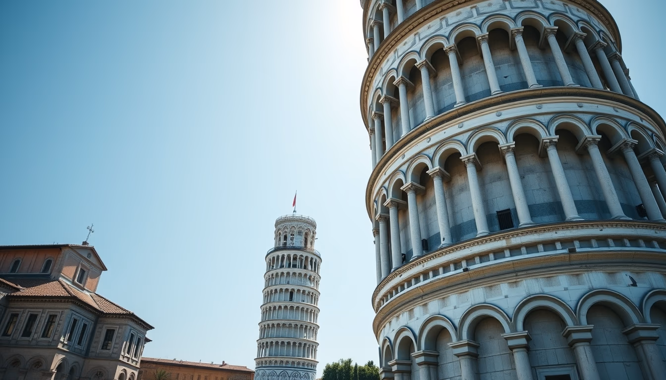leaning tower pisa green in editorial style