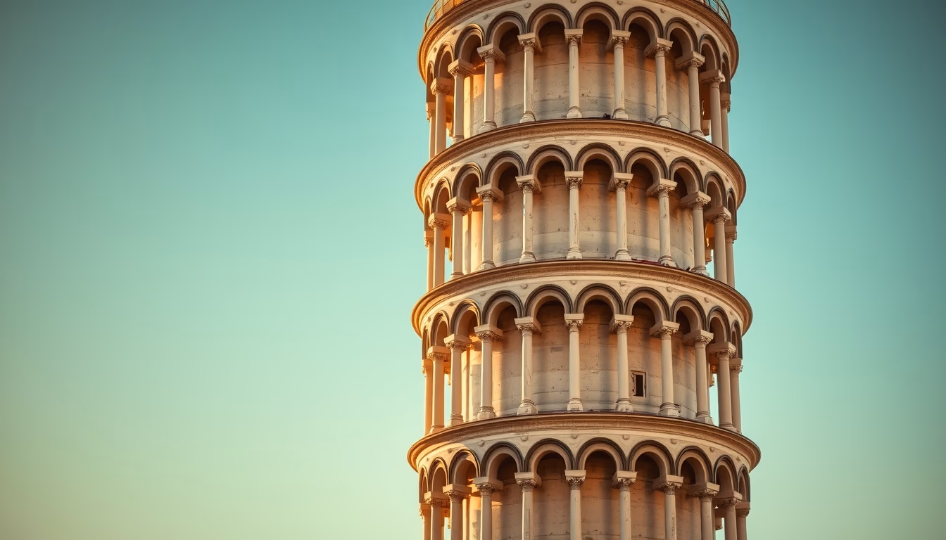 leaning tower pisa green in editorial style