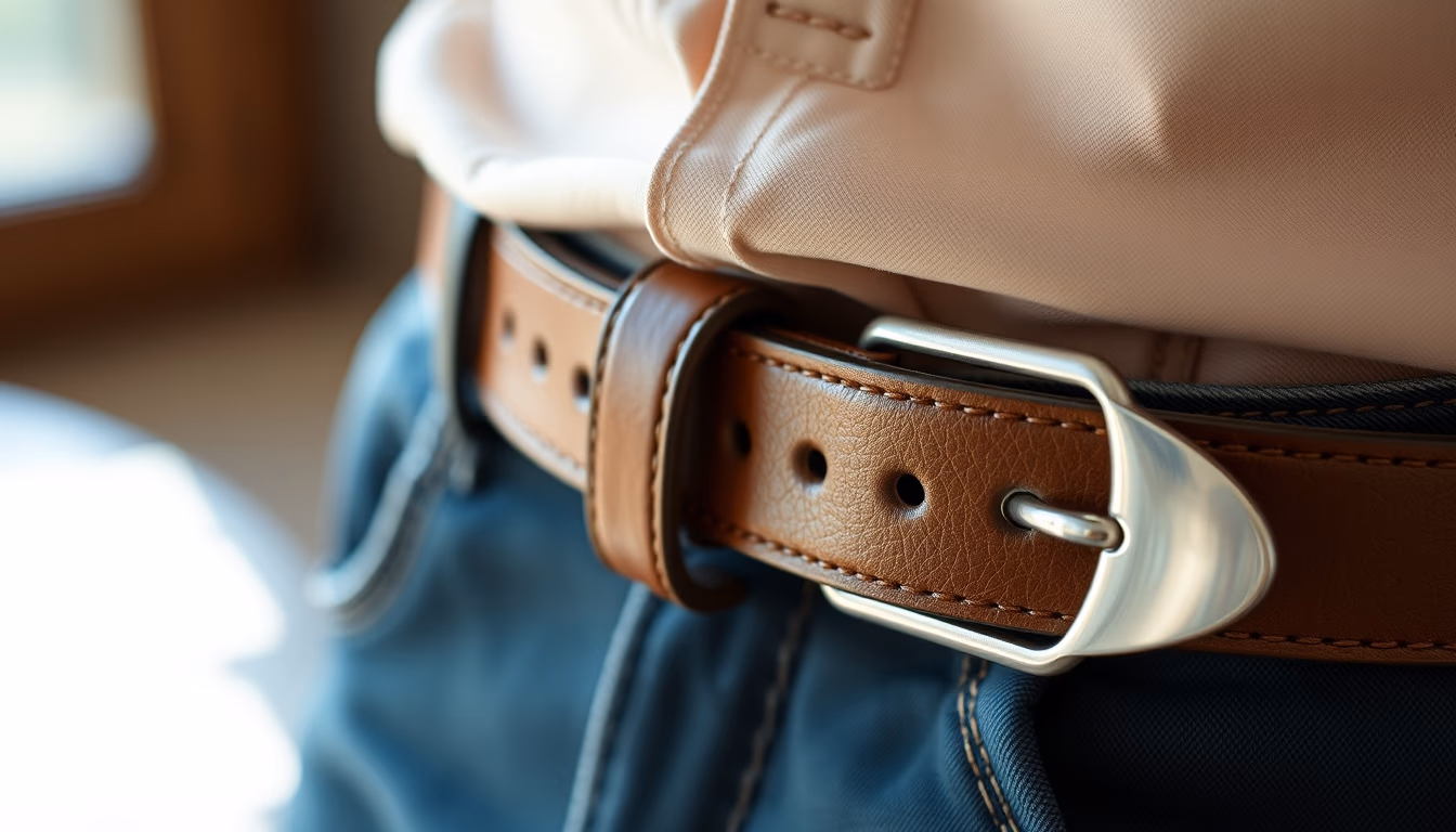 leather belt buckle silver in editorial style