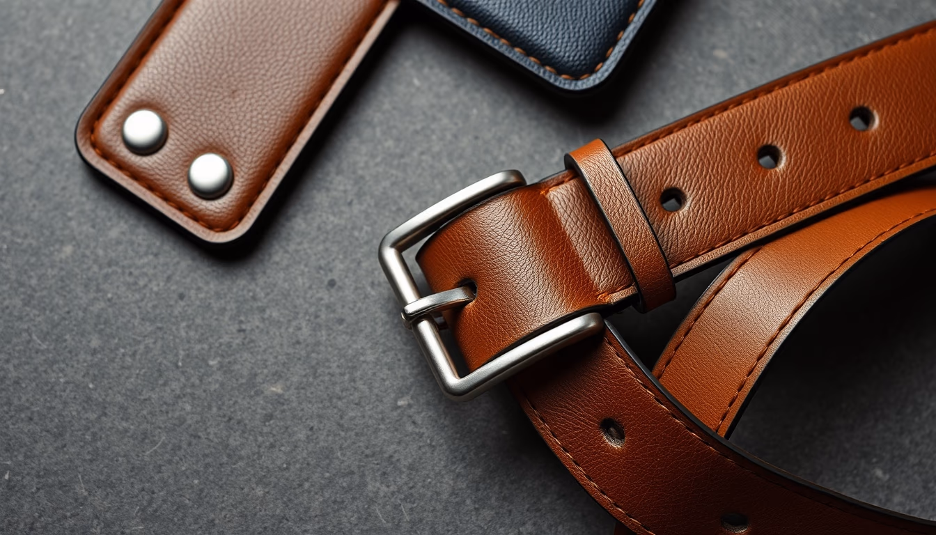 leather belt buckle silver in editorial style