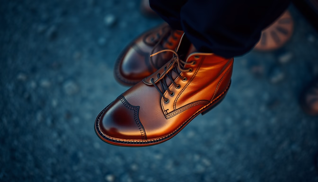 leather boots cobbler in editorial style