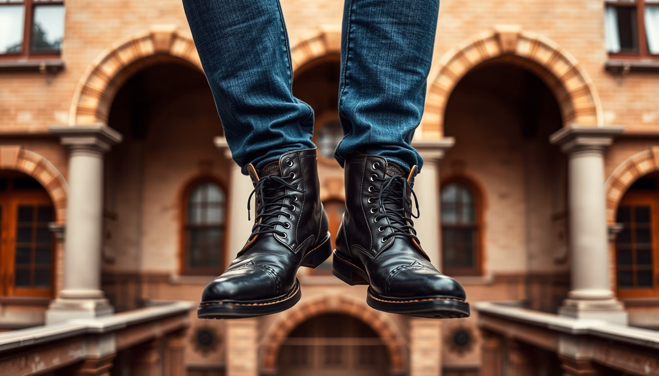 leather boots cobbler in editorial style