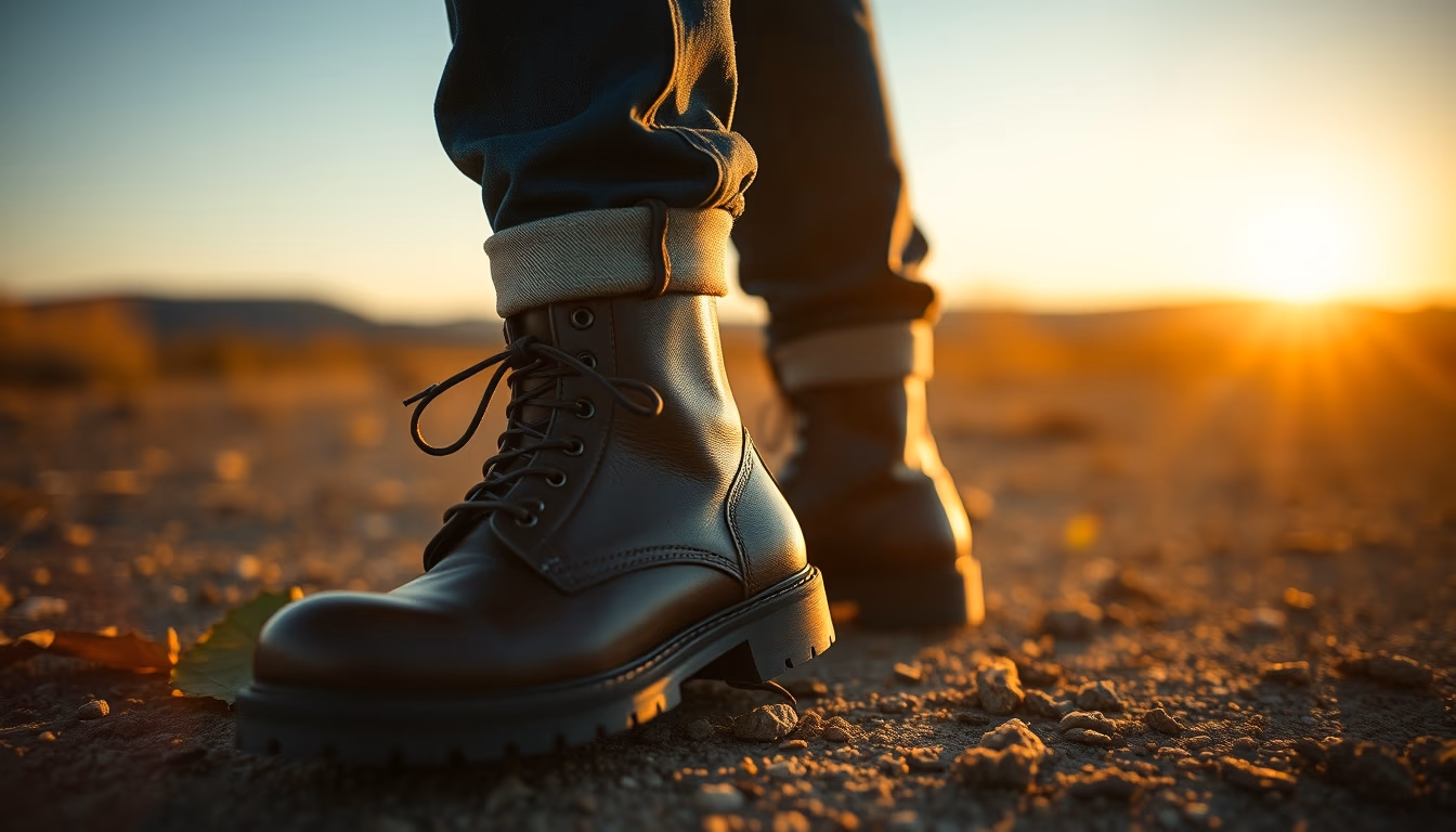 leather boots cobbler in editorial style