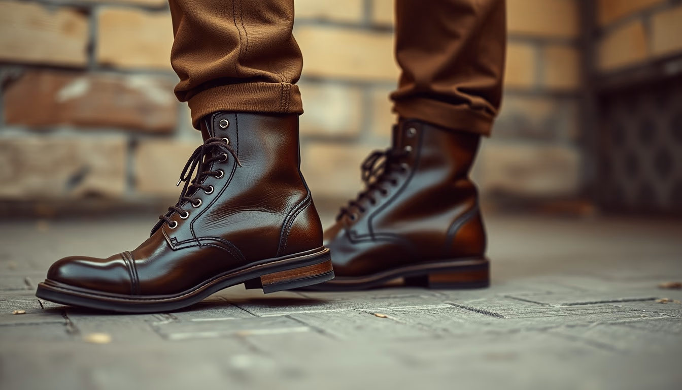 leather boots cobbler in editorial style