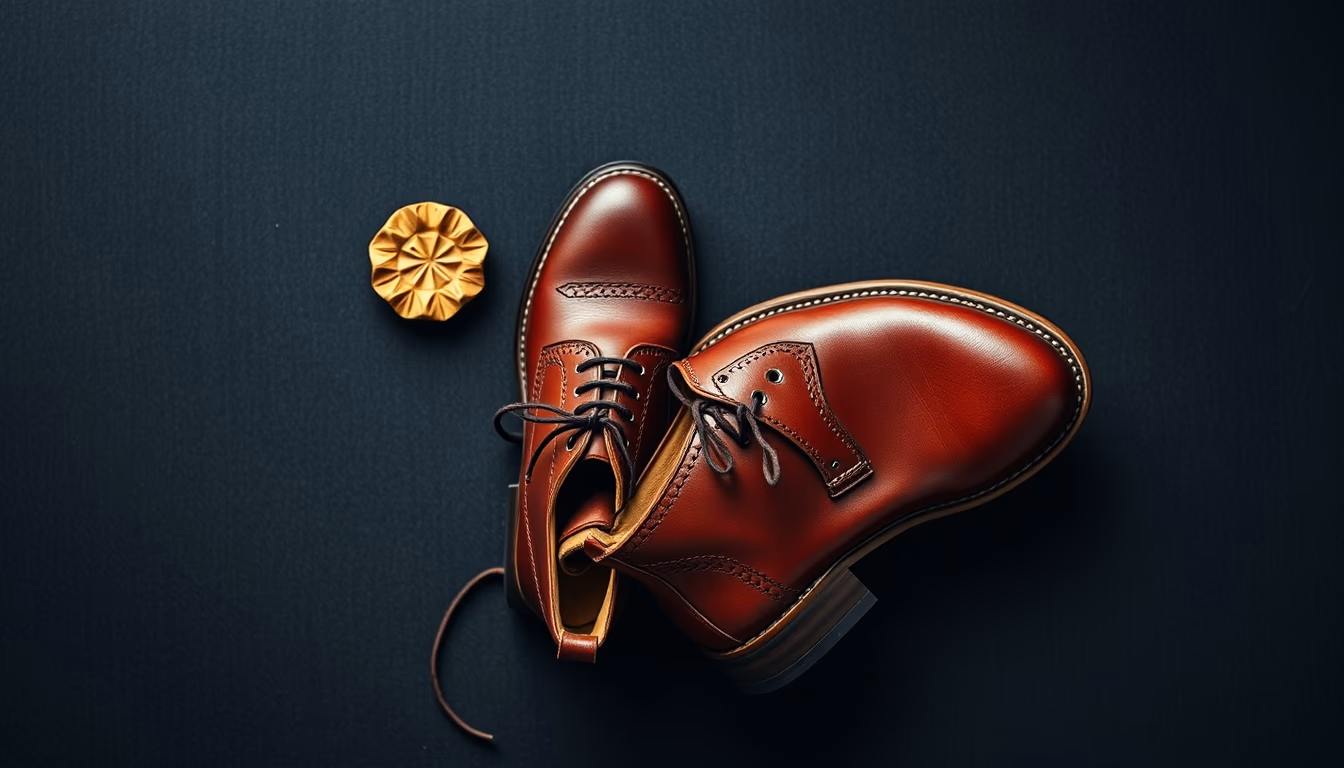 leather boots cobbler in editorial style