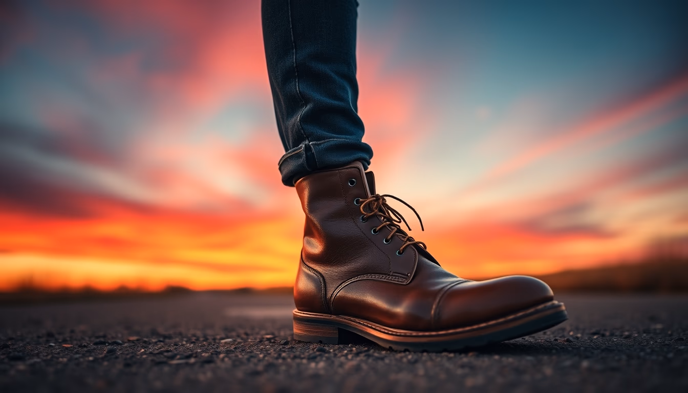 leather boots cobbler in editorial style