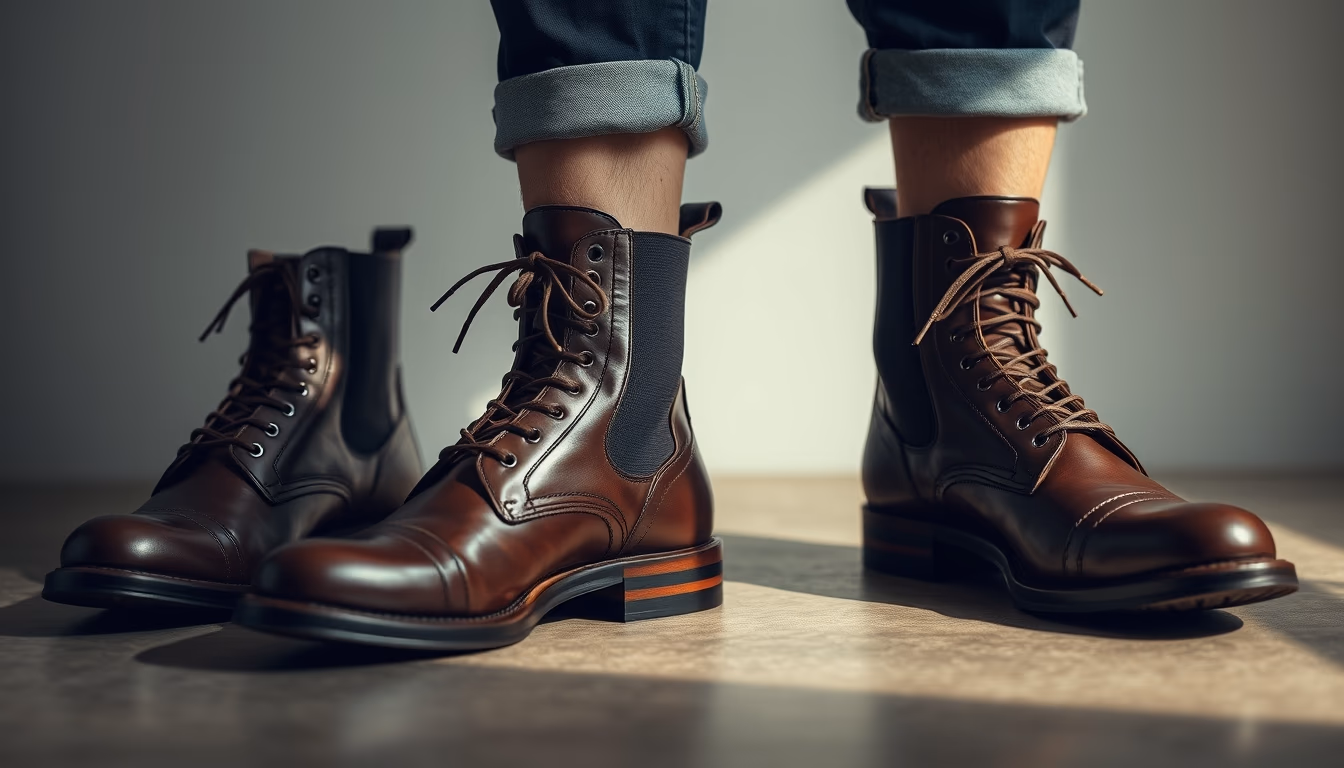 leather boots cobbler in editorial style