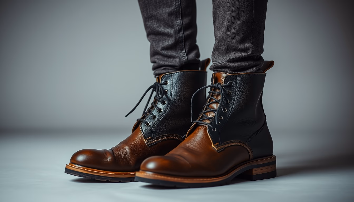 leather boots cobbler in editorial style