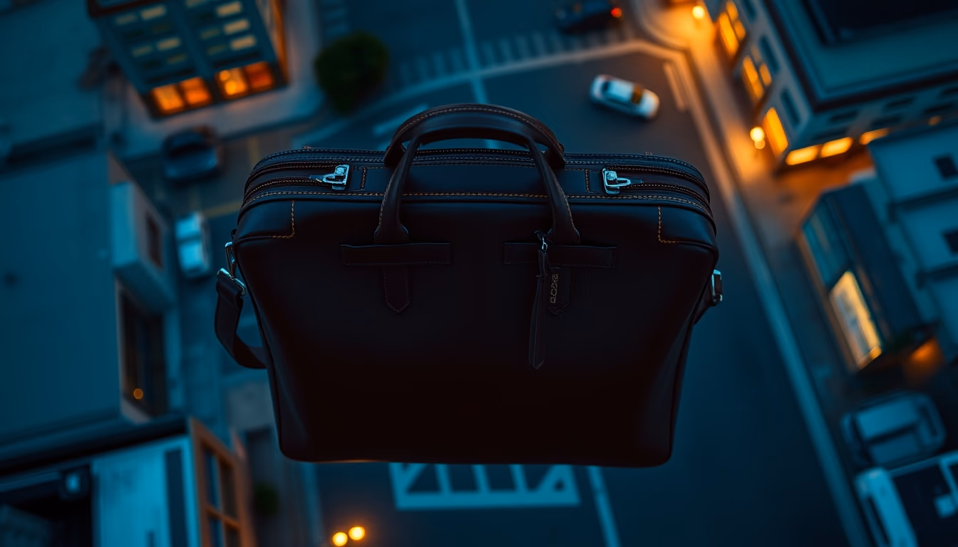 leather briefcase italian in editorial style