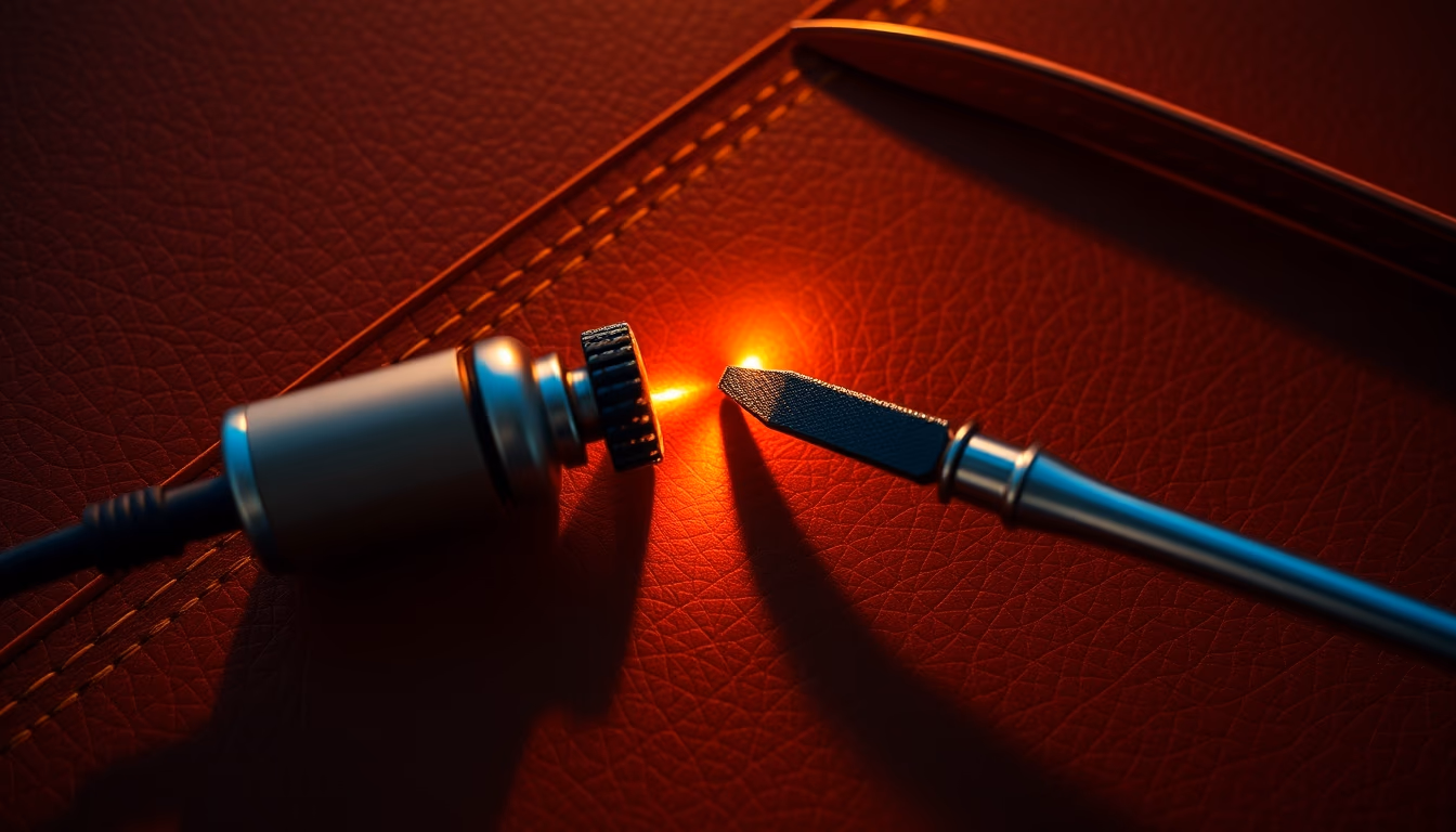 leather burnishing tool in editorial style