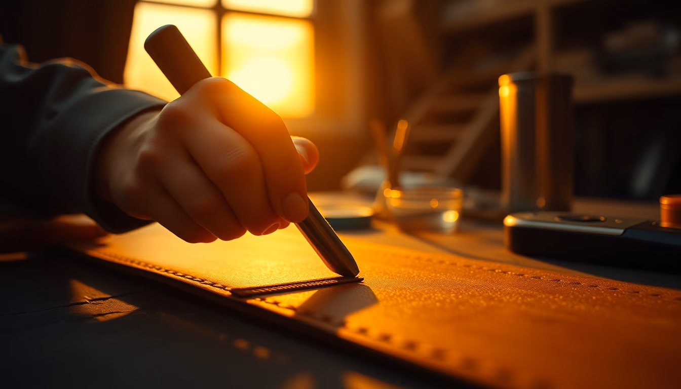 leather burnishing tool in editorial style