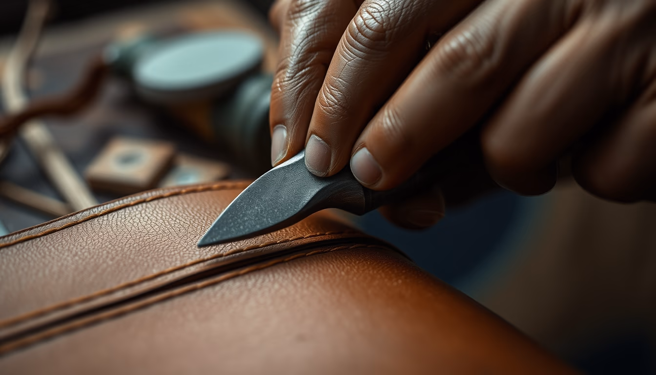 leather burnishing tool in editorial style