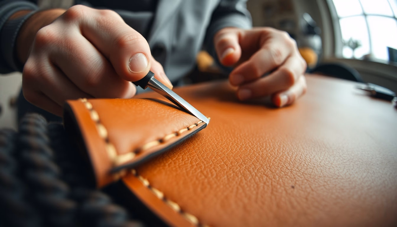 leather burnishing tool in editorial style