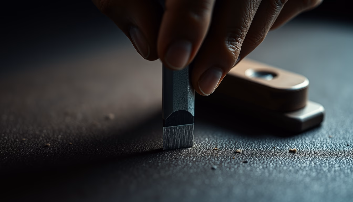 leather burnishing tool in editorial style