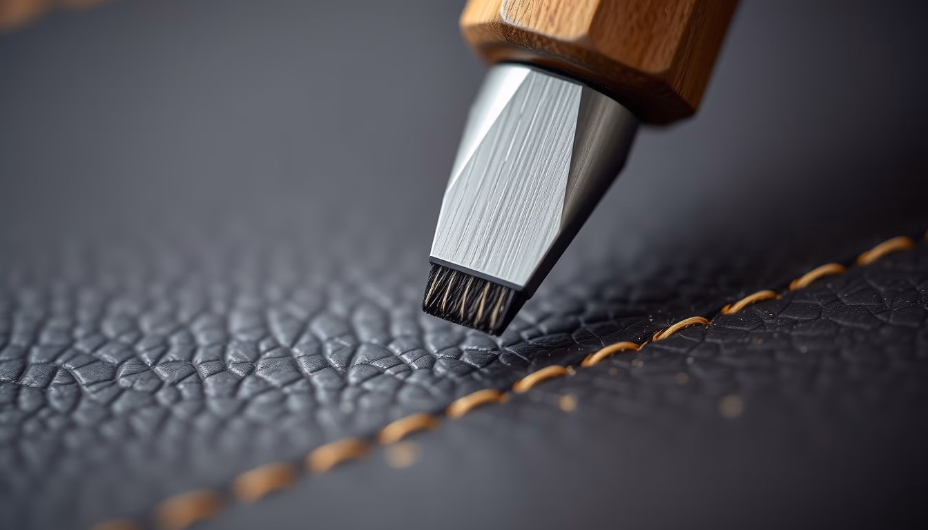 leather burnishing tool in editorial style