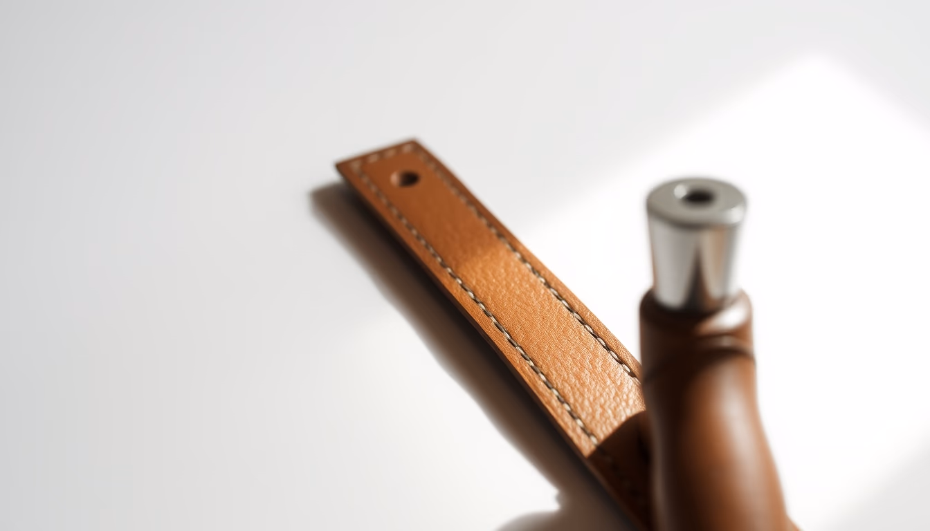 leather burnishing tool in editorial style