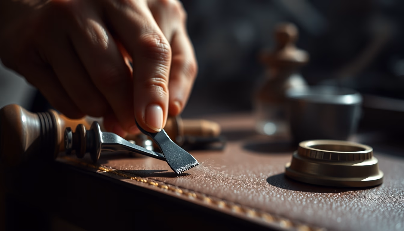 leather burnishing tool in editorial style