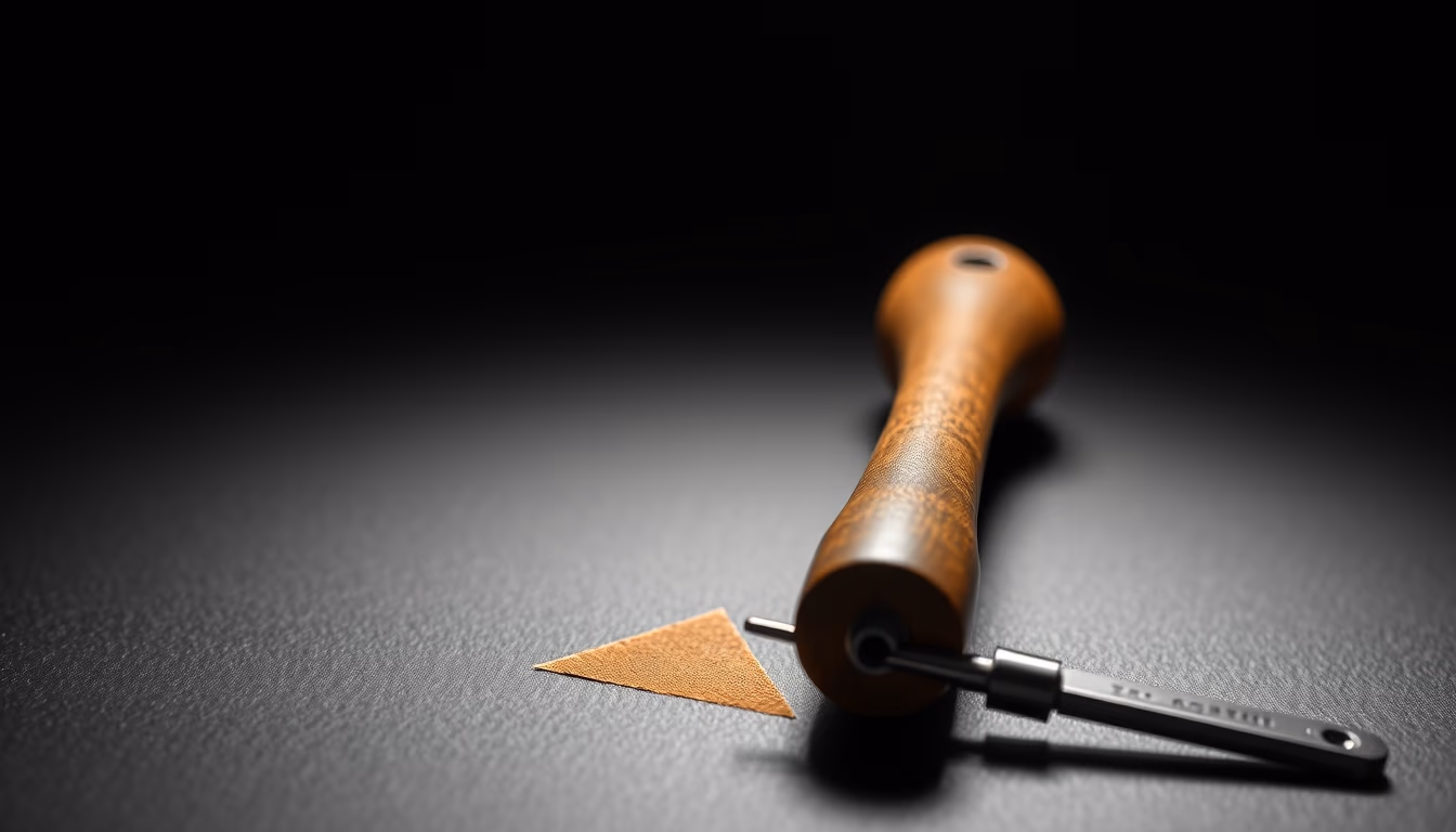 leather burnishing tool in editorial style