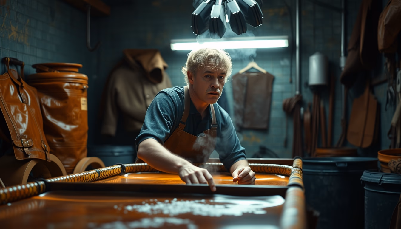 leather dyeing vat in editorial style