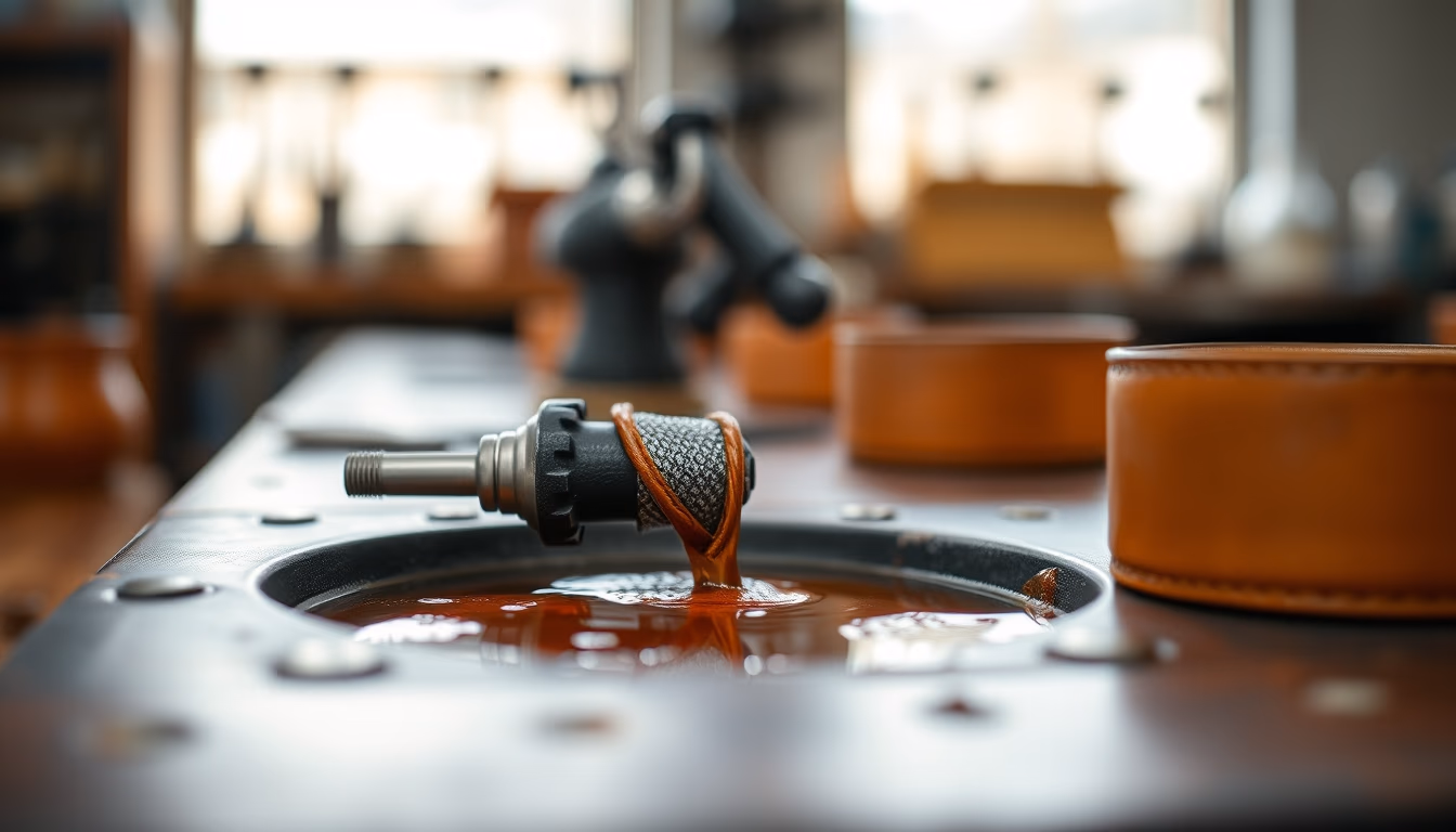 leather dyeing vat in editorial style