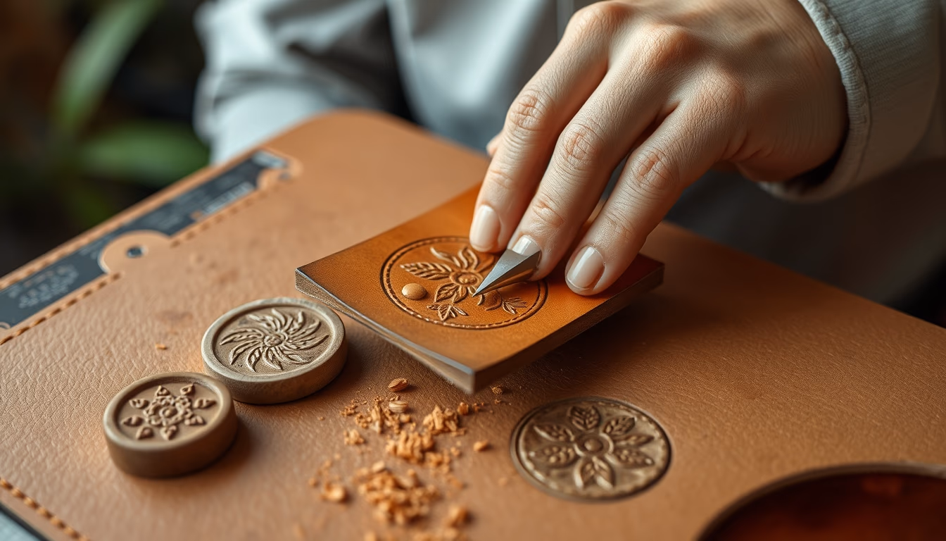 leather embossing tools in editorial style